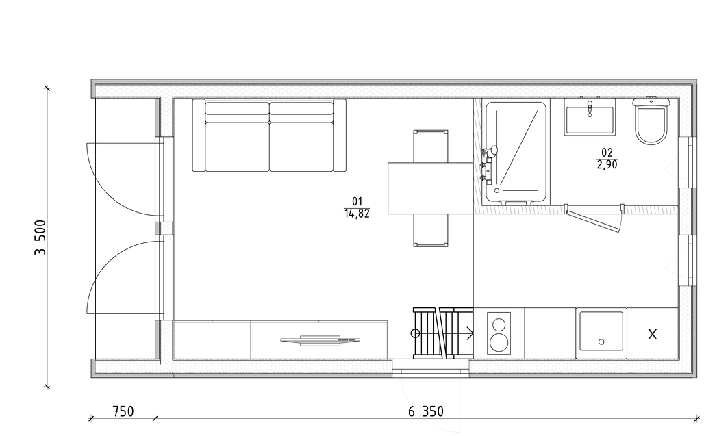 28m2(barn) чб план