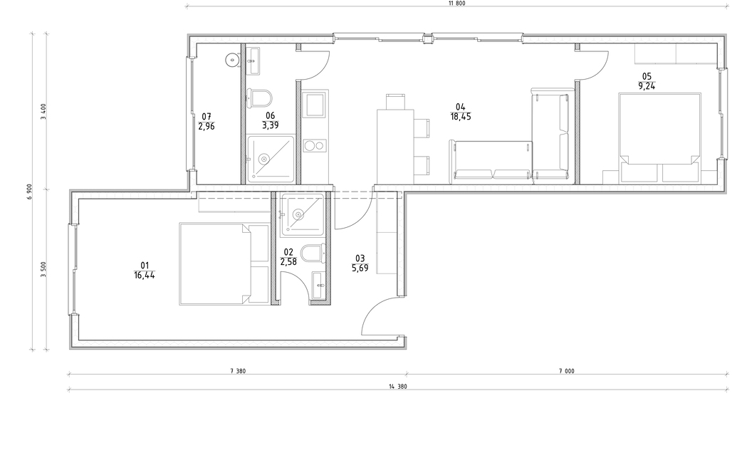 Модульный дом 25+40 план